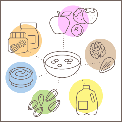 graphic of cereals and different toppings